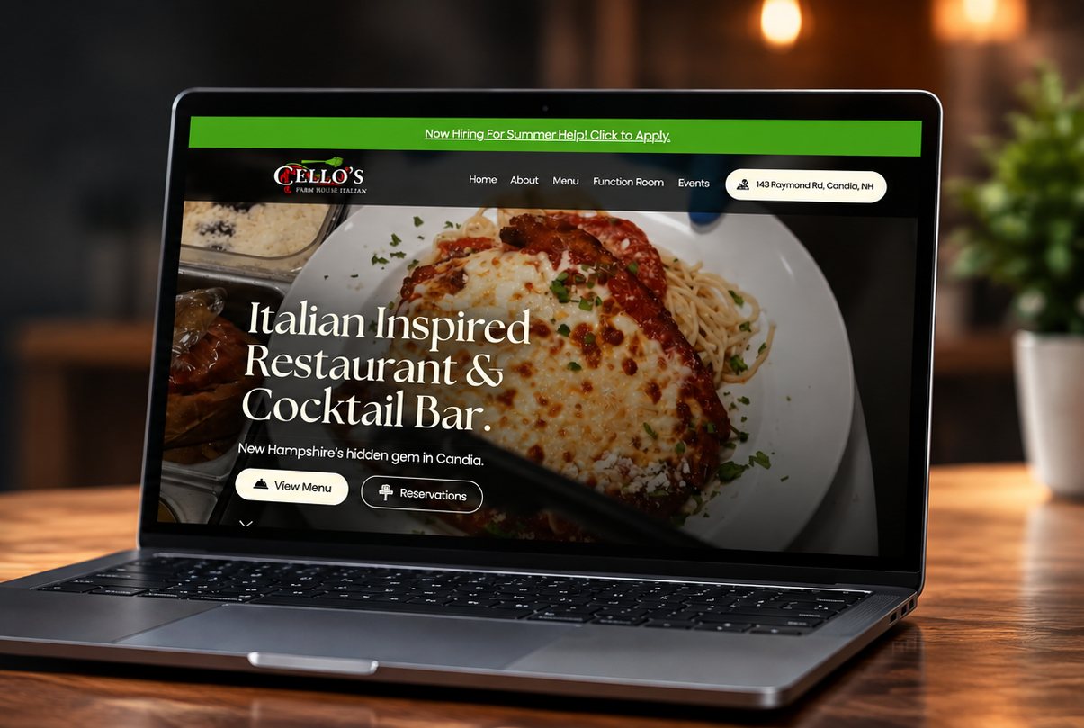 A real Vikasa client website shown on a laptop screen